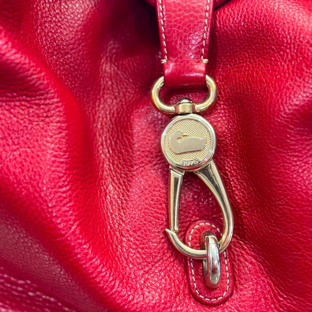 Dooney & Bourke Logo lock Red Leather Bag with Gold Accents